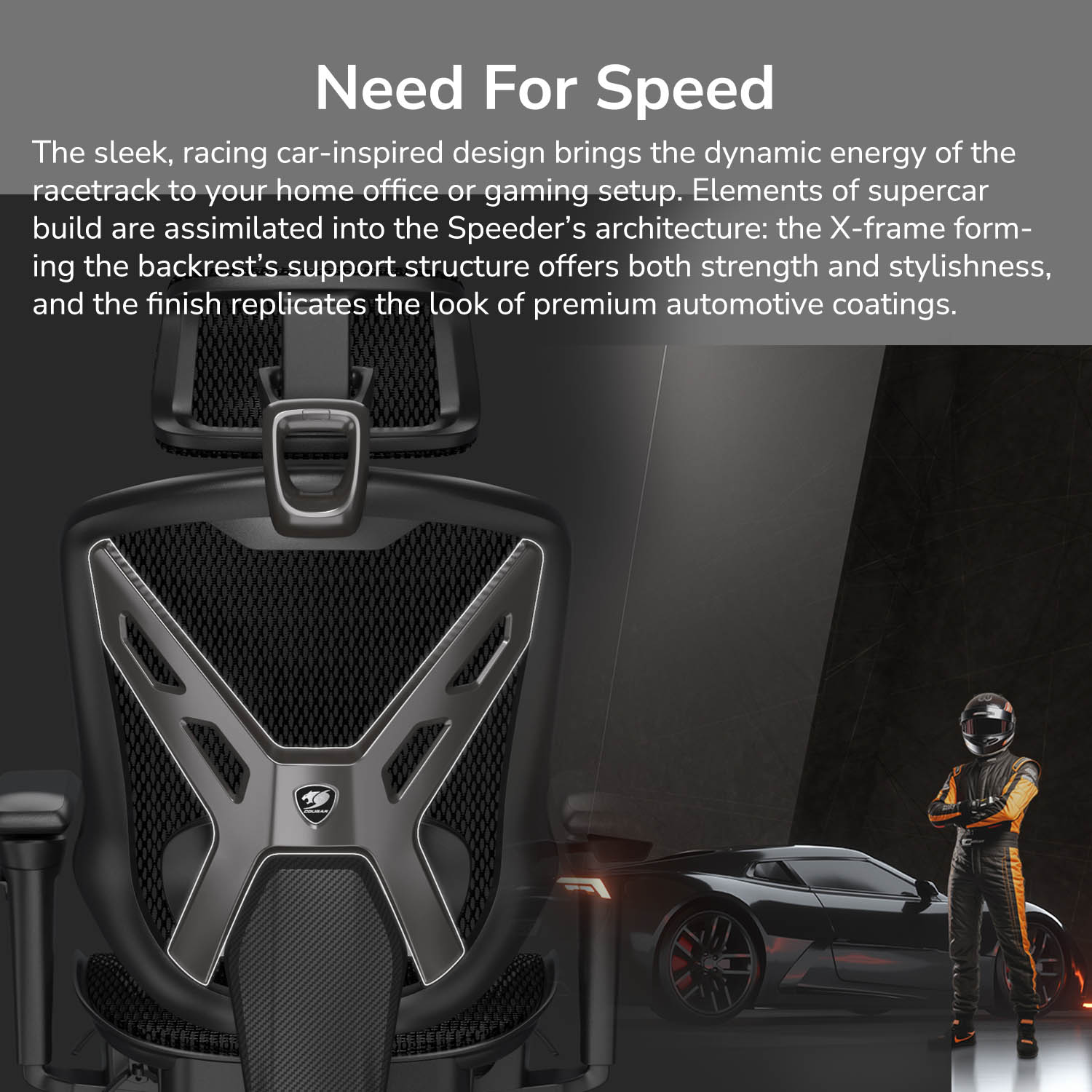 כיסא גיימינג Cougar Speeder Black Ergonomic