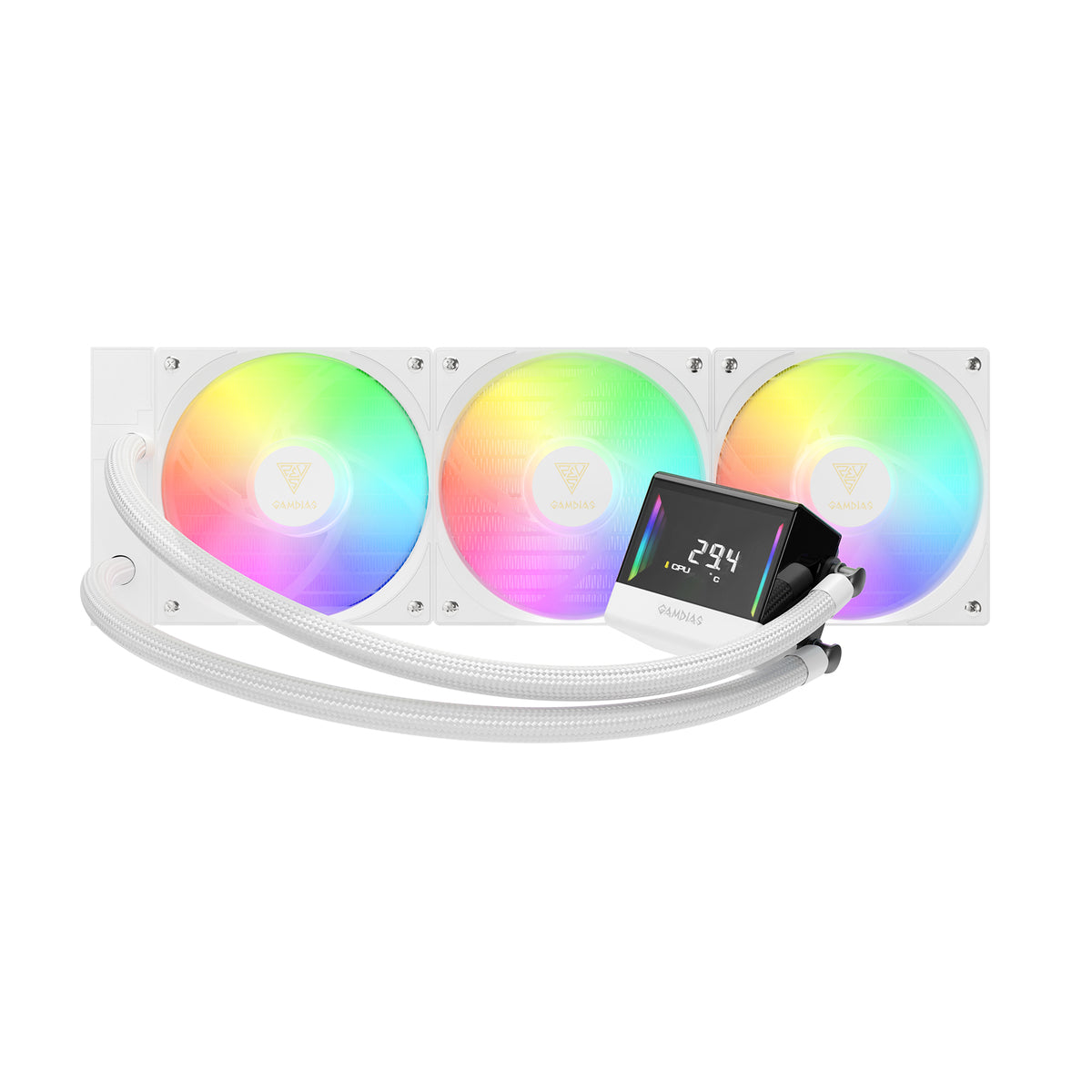 קירור נוזלי לבן Gamdias CHIONE E4-360 LCD ARGB 360mm White