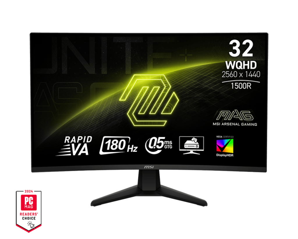 מסך גיימינג קעור MSI MAG 32CQ6F 32'' 2K-QHD VA 180Hz 0.5MS 3Y