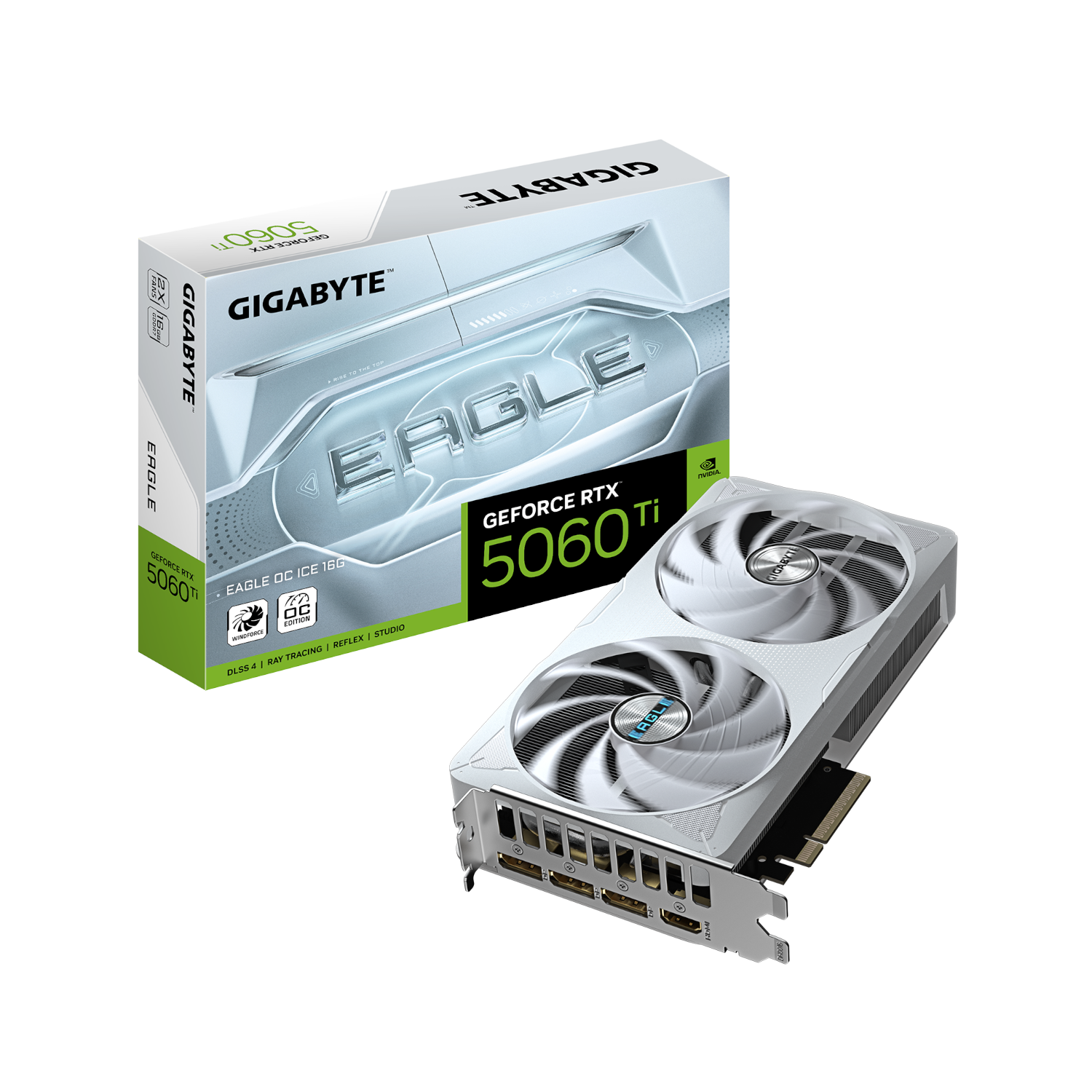 כרטיס מסך לבן Gigabyte GeForce RTX 5060 Ti 16GB Eagle ICE OC