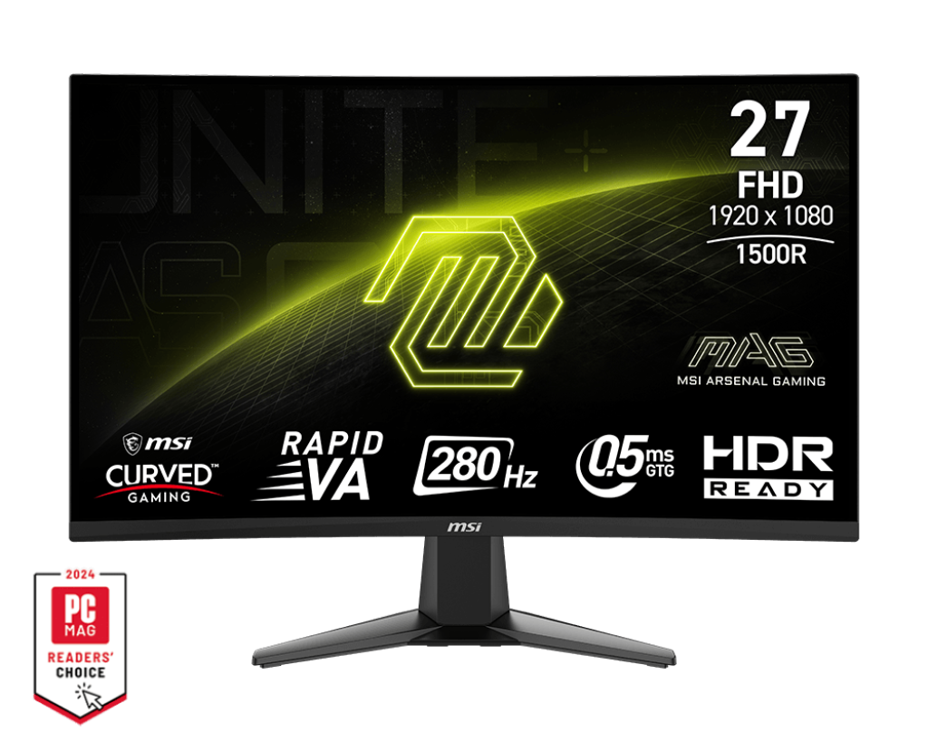 מסך גיימינג קעור MSI MAG 276CXF 27'' FHD VA 280Hz 0.5MS 3Y