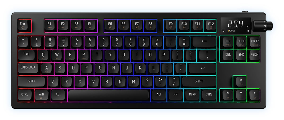 מקלדת גיימינג מכנית Gamdias Hermes M7 Hybrid TKL Red Switch