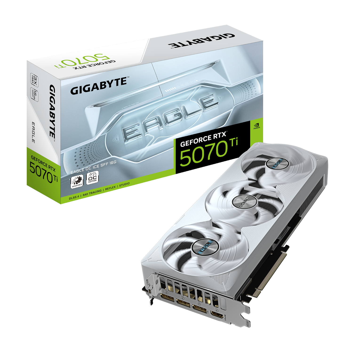 כרטיס מסך לבן Gigabyte GeForce RTX 5070 Ti 16GB Eagle ICE SFF OC