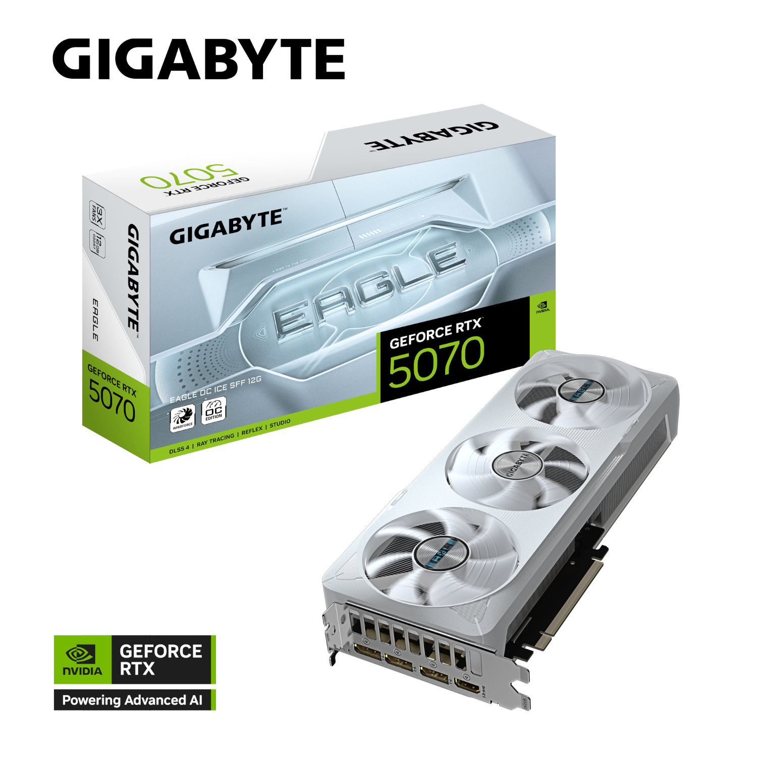 כרטיס מסך לבן Gigabyte GeForce RTX 5070 12GB Eagle ICE OC SFF