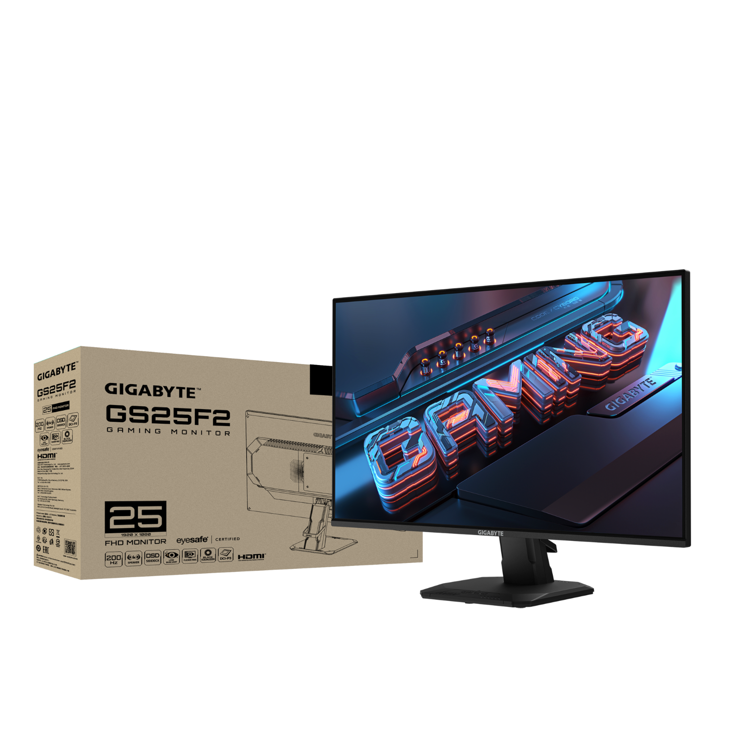 מסך גיימינג Gigabyte GS25F2 24.5" SuperSpeed IPS FHD 200Hz 1ms
