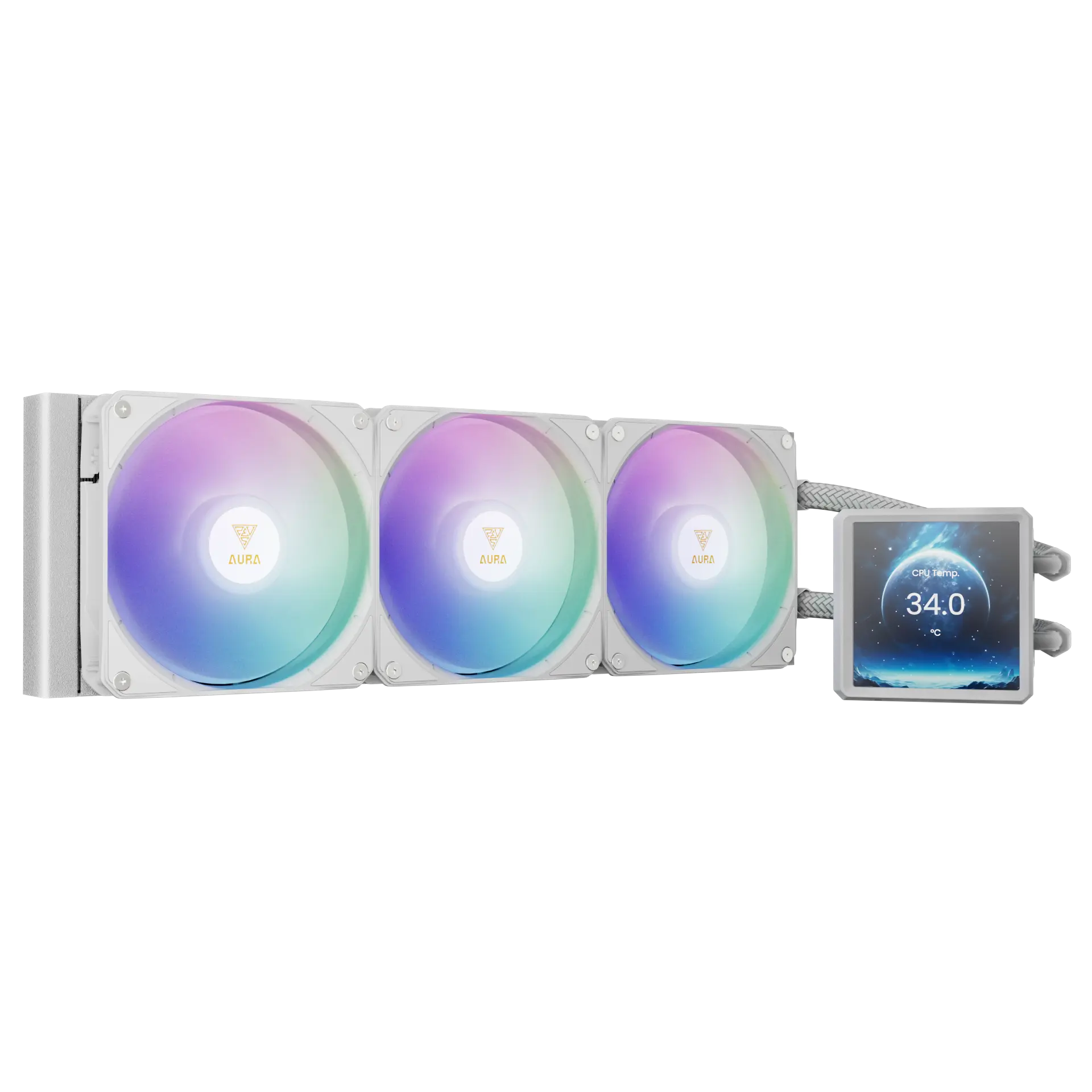 קירור נוזלי לבן Gamdias AURA GL360 LCD ARGB 360mm White