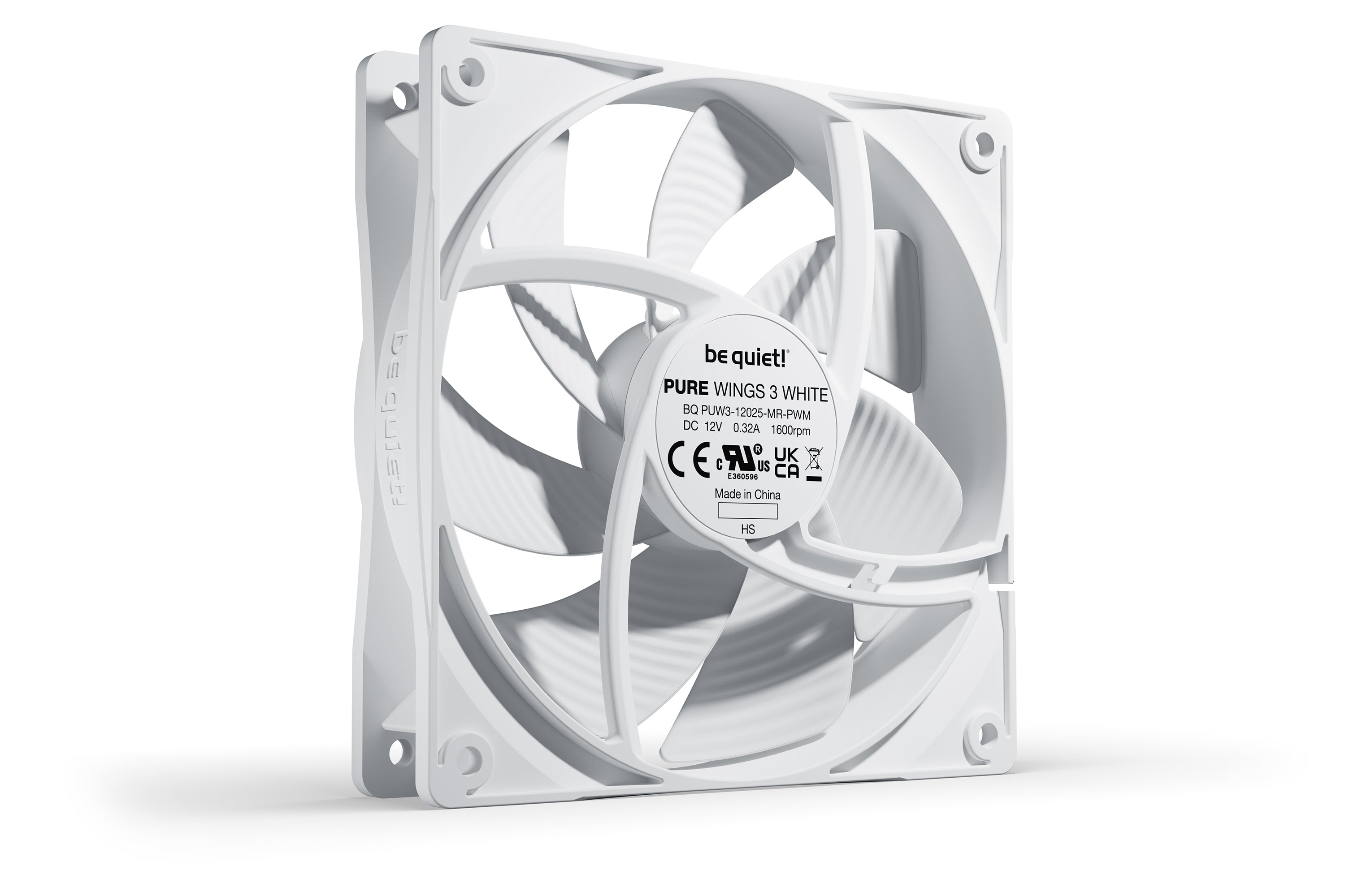 מאוורר למארז בצבע לבן be quiet! PURE WINGS 3 120mm PWM White