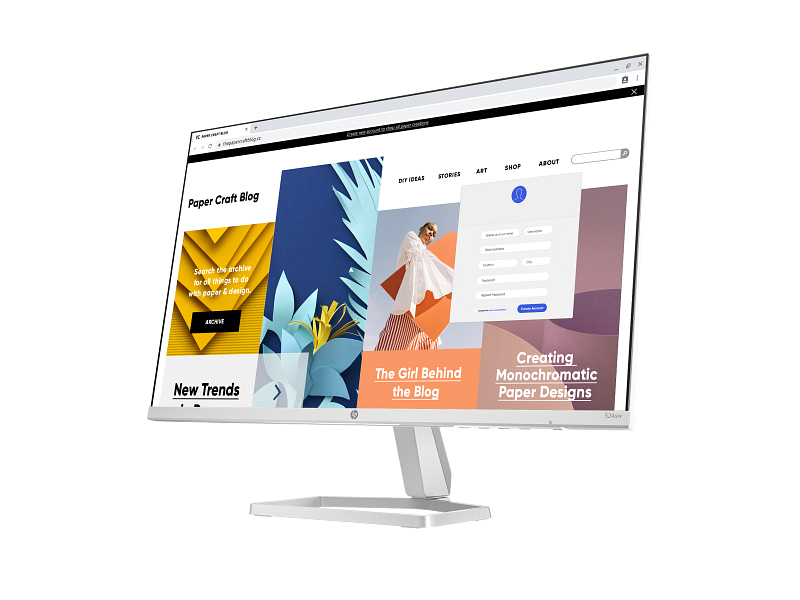 מסך לבן HP 524SW 24'' FHD IPS 1Y