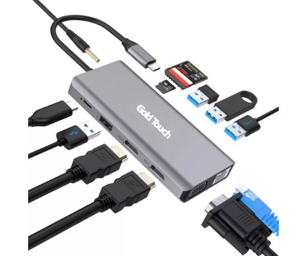 תחנת עגינה GoldTouch Type-C PD 2x HDMI VGA Lan