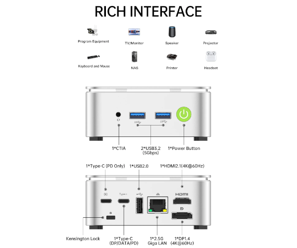 מחשב נייח מיני GMK G10 Ryzen 5 3500U/16G/512G/11Pro/3Y