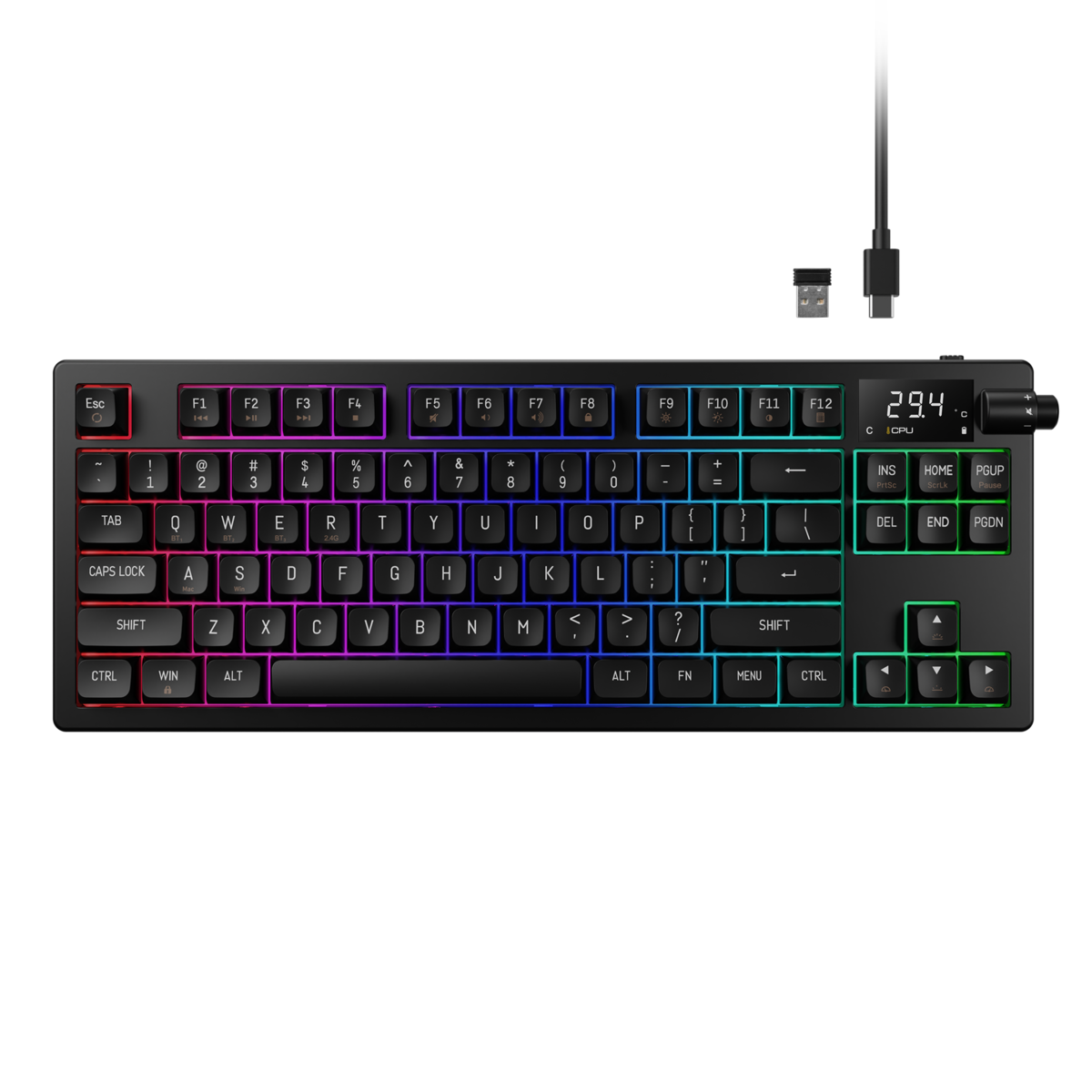 מקלדת גיימינג מכנית Gamdias Hermes M7 Hybrid TKL Red Switch