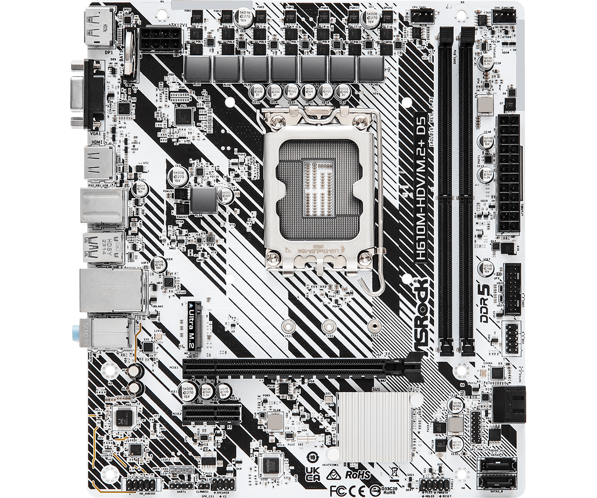 לוח אם לבן ASRock H610M-HDV/M.2+ D5