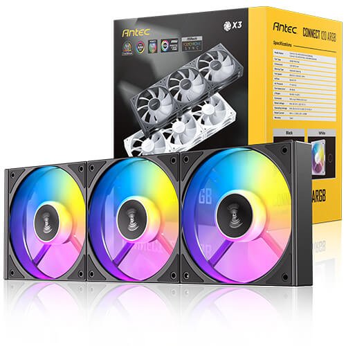 ערכת שלושה מאווררים למארז Antec Connect C120 Reverse ARGB 3X Fans