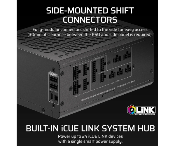 ספק כוח Corsair HX1200i SHIFT 1200W Platinum Fully modular