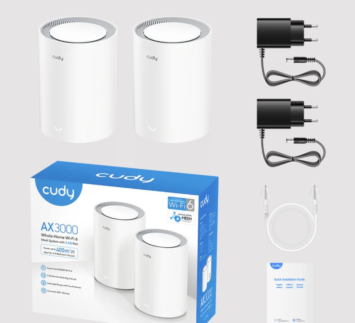 אקסס פוינט 2 יח Cudy Mesh M3000 AX3000