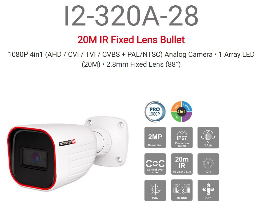 מצלמת צינור Provision I2-320a-28 AHD 2.8 2MP