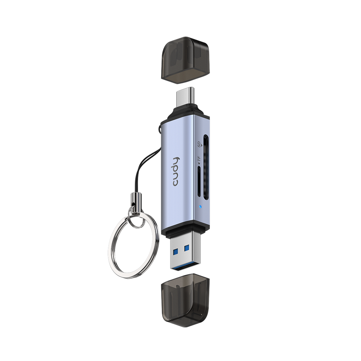 קורא כרטיסי זכרון CUDY UH200 2-IN-1 Dual USB 3.0 SD/TF Card Reader