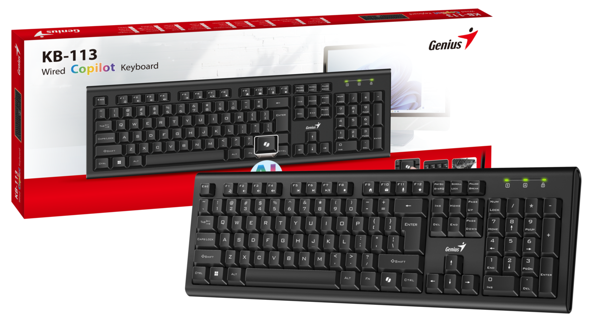 מקלדת חוטית Genius KB-113 Heb/EN/Arabic