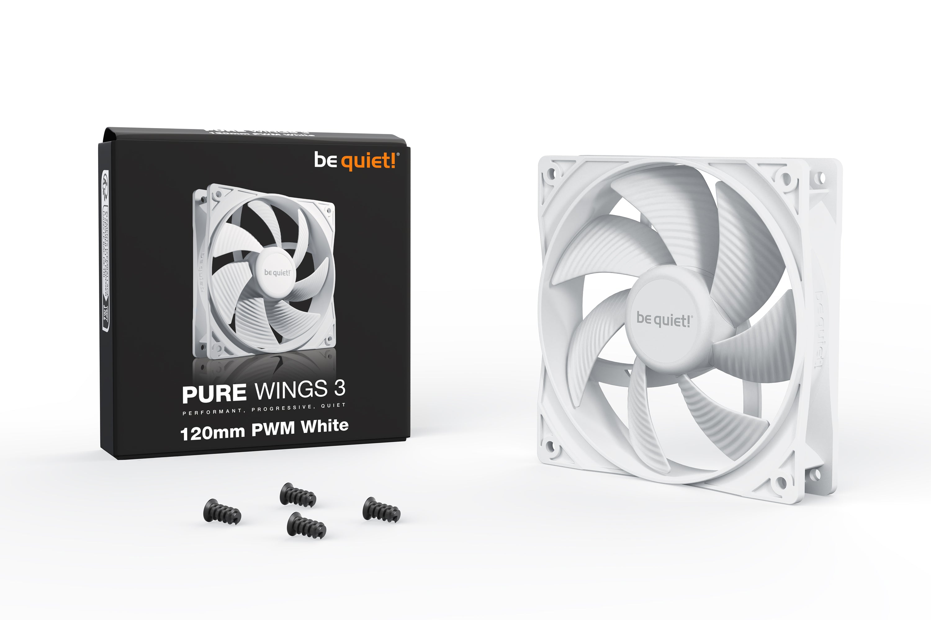 מאוורר למארז בצבע לבן be quiet! PURE WINGS 3 120mm PWM White