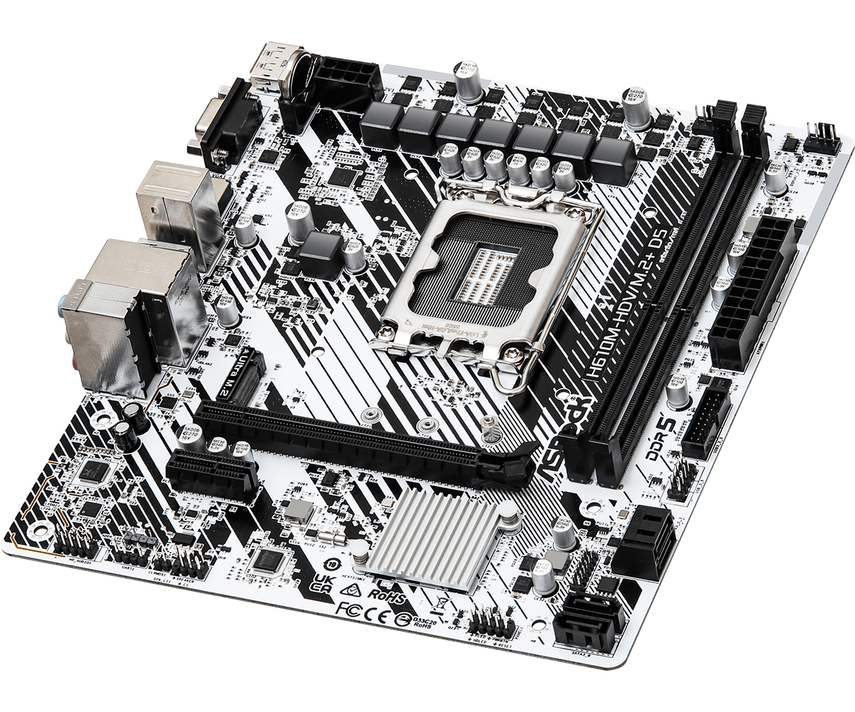 לוח אם לבן ASRock H610M-HDV/M.2+ D5