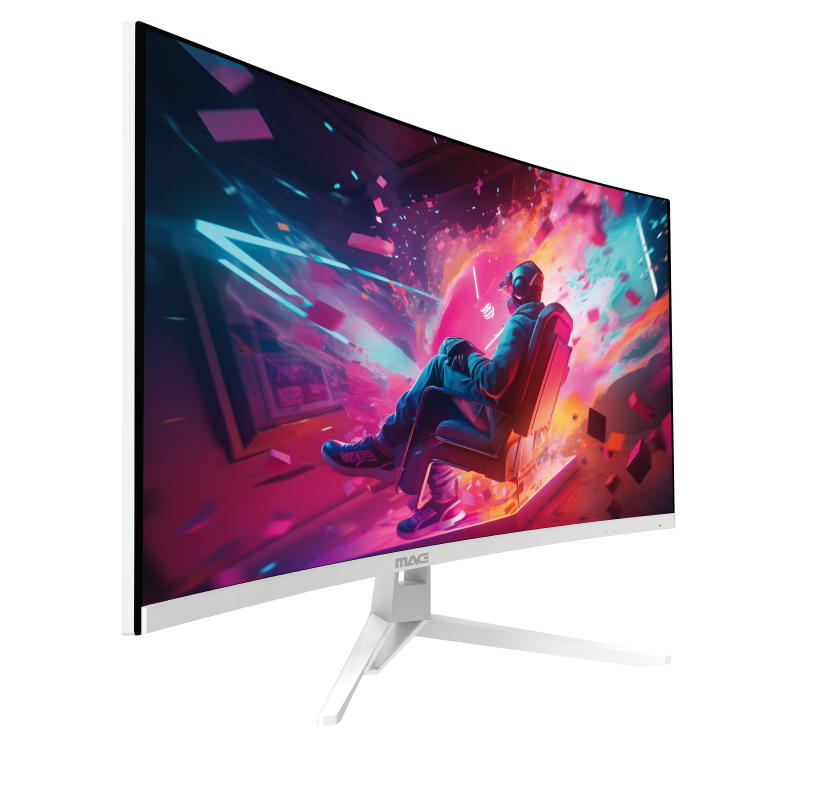 מסך גיימינג קעור לבן MAG 32'' FHD VA 240Hz SPK 3Y-OS