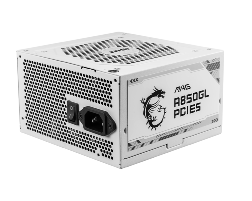 ספק כוח בצבע לבן MSI MAG A850GL PCIE5 White Gold
