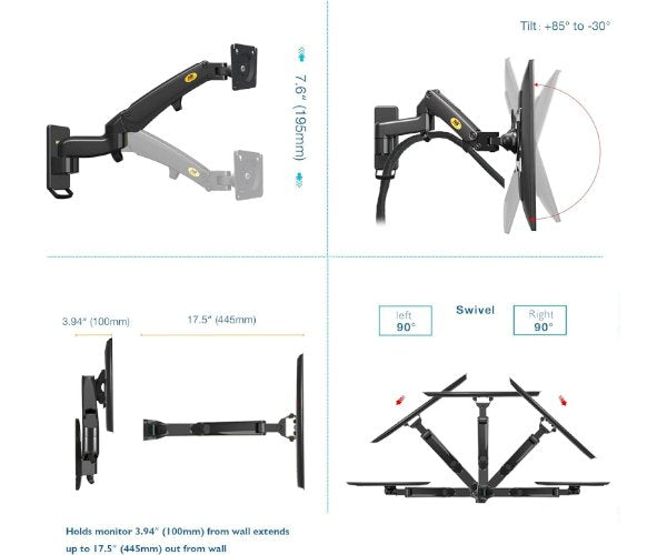 זרוע קיר למסך NB North Bayu F150 17”-35” 10KG