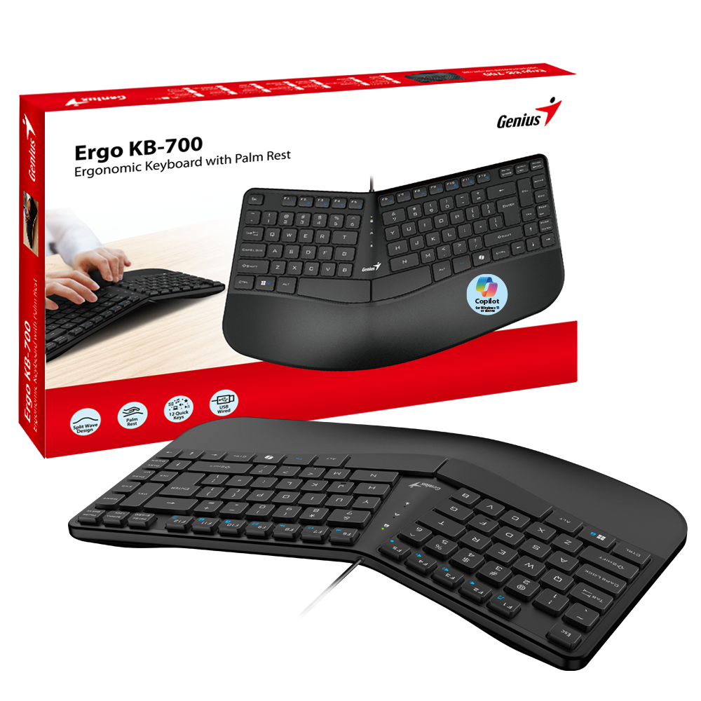 מקלדת חוטית Genius Ergo KB-700