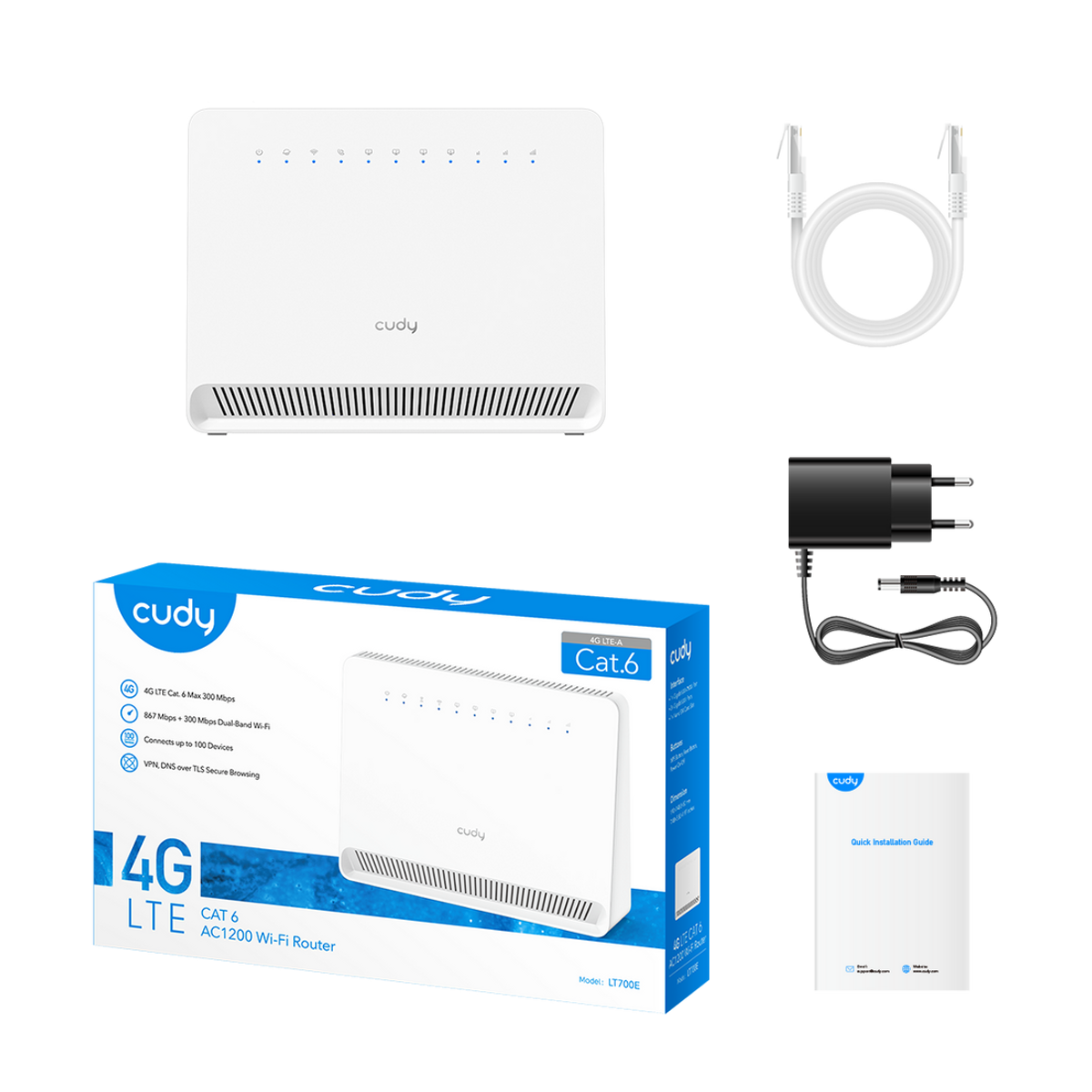 ראוטר סלולרי Cudy LT700E AC1200 4G 10/100/1000 VPN