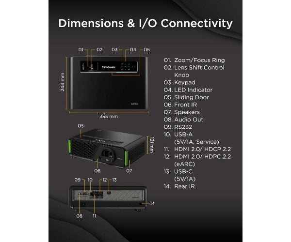מקרן ViewSonic X1-4K PRO 4K Led HDR Gaming Smart GoogleTV WIFI