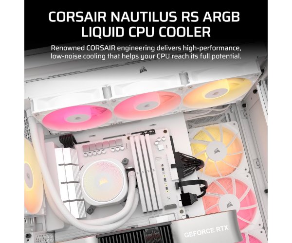 קירור נוזלי לבן Corsair iCUE NAUTILUS 360 RS White 360mm AIO