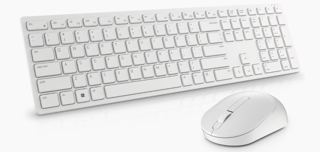 סט מקלדת ועכבר אלחוטי לבן Dell Pro KM5221W