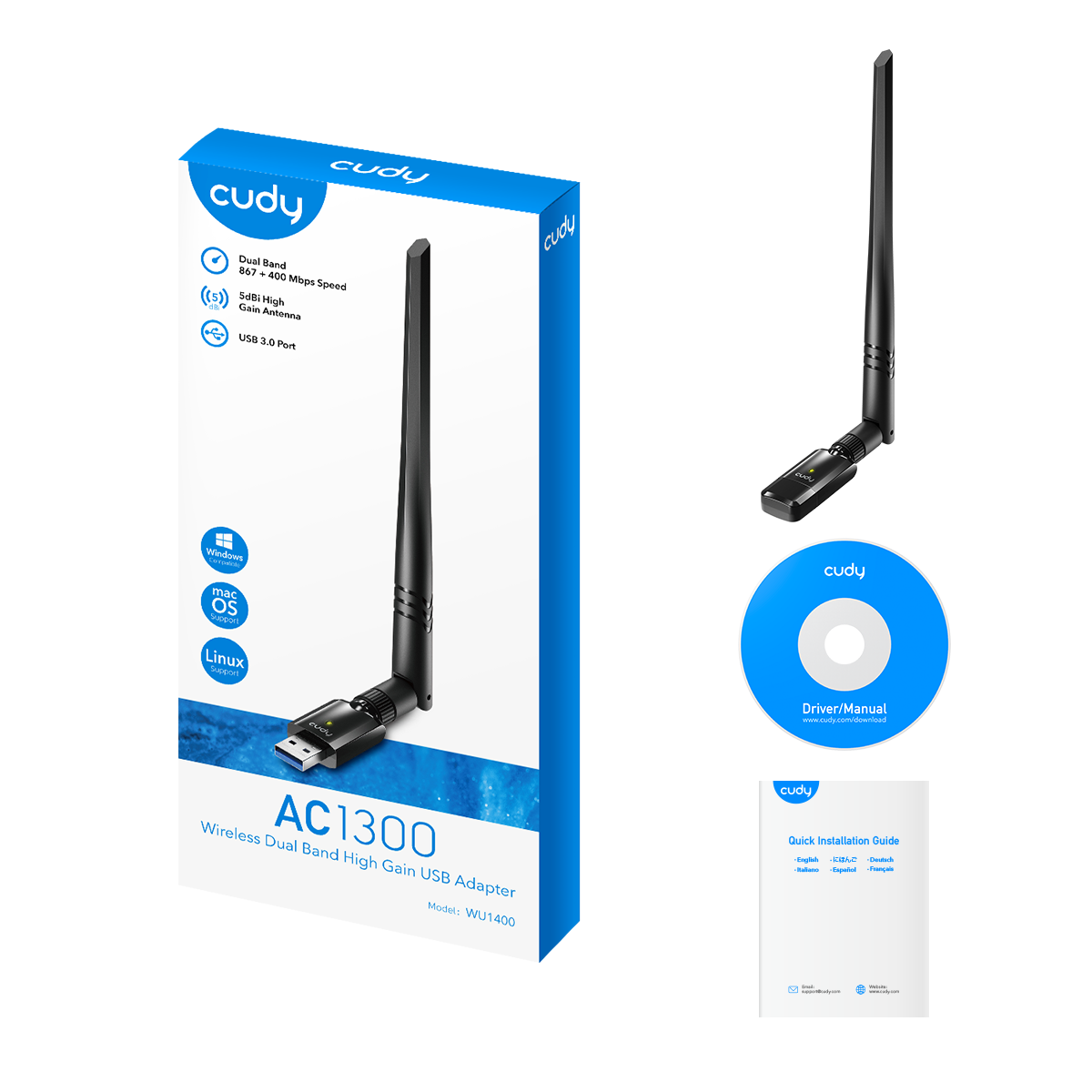 מתאם רשת אלחוטי Cudy WU1400 AC1300