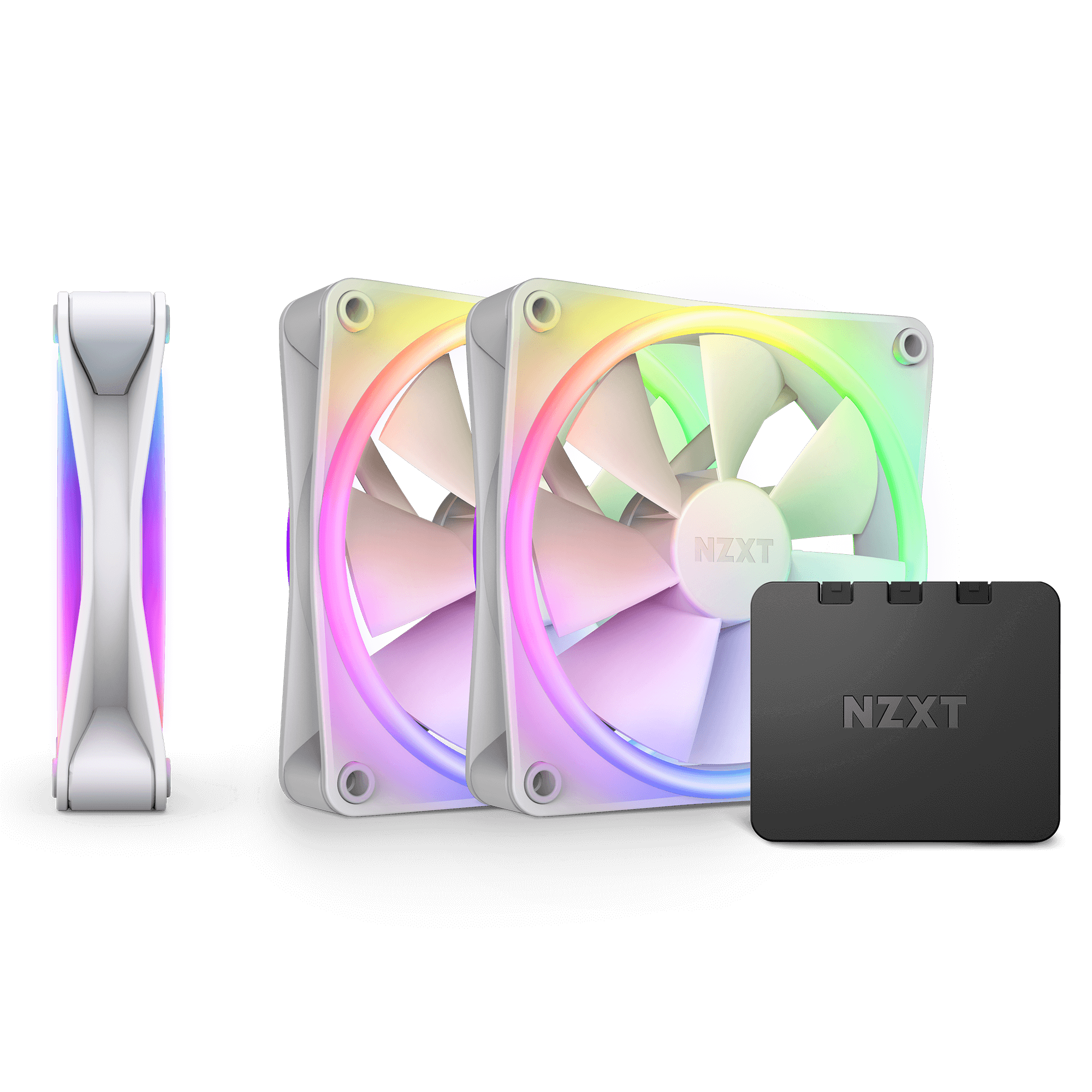 ערכת מאווררים למארז בצבע לבן NZXT F120 RGB DUO 2x Fans 120mm