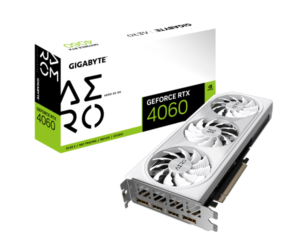 כרטיס מסך לבן Gigabyte AERO GeForce RTX 4060 8GB