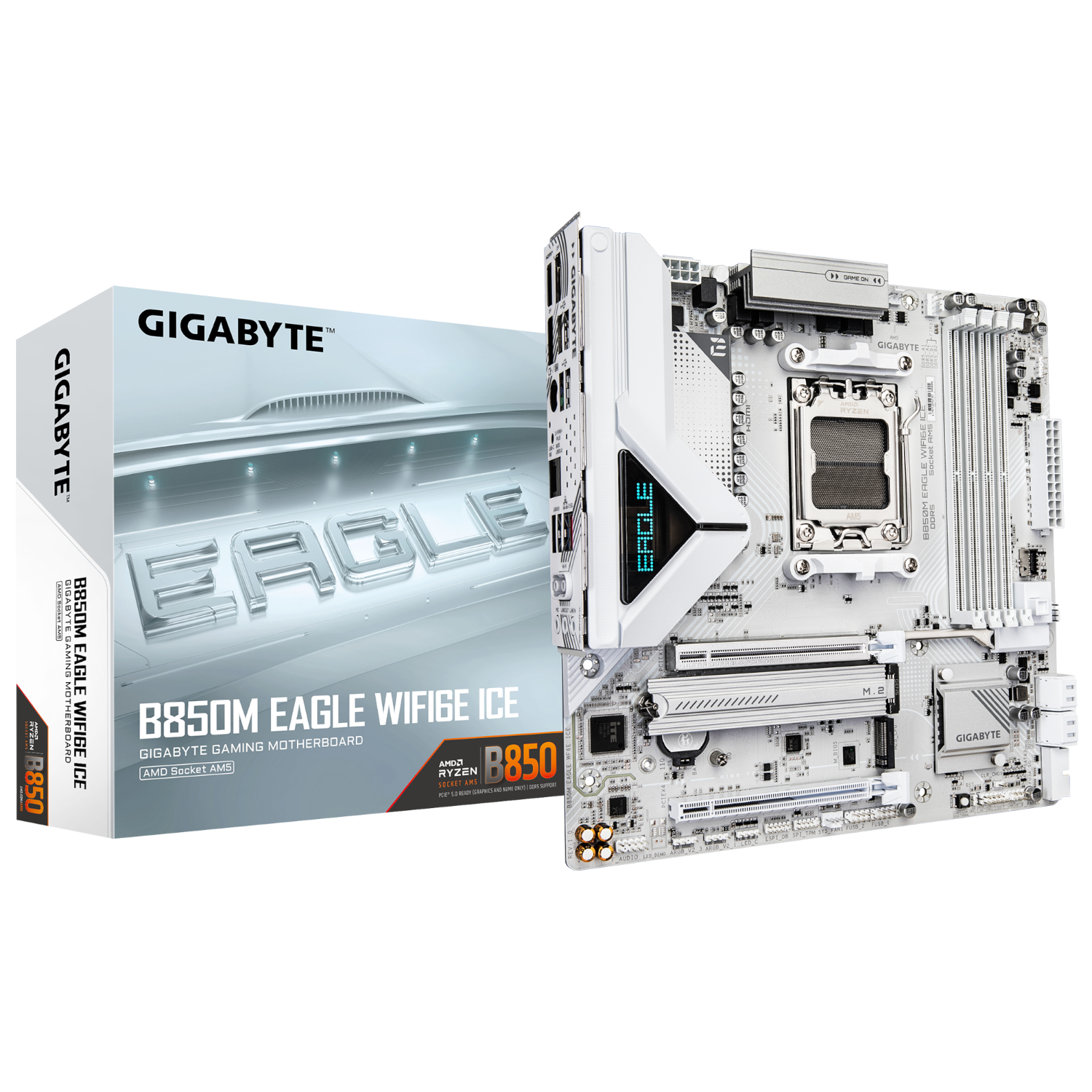 לוח אם לבן Gigabyte B850M Eagle WIFI6E ICE