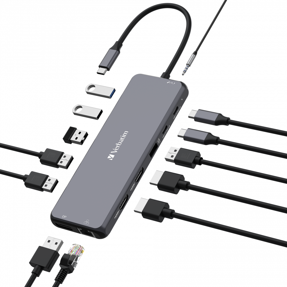 תחנת עגינה Verbatim CMH-13 PD USB DP HDMI Lan