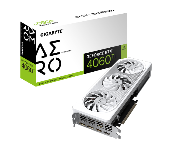 כרטיס מסך לבן Gigabyte AERO GeForce RTX 4060 Ti 8GB