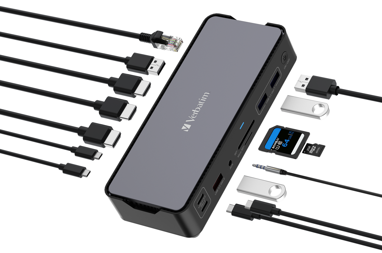 תחנת עגינה Verbatim CDS-15 Type-C 100W-PD 2xHDMI DP