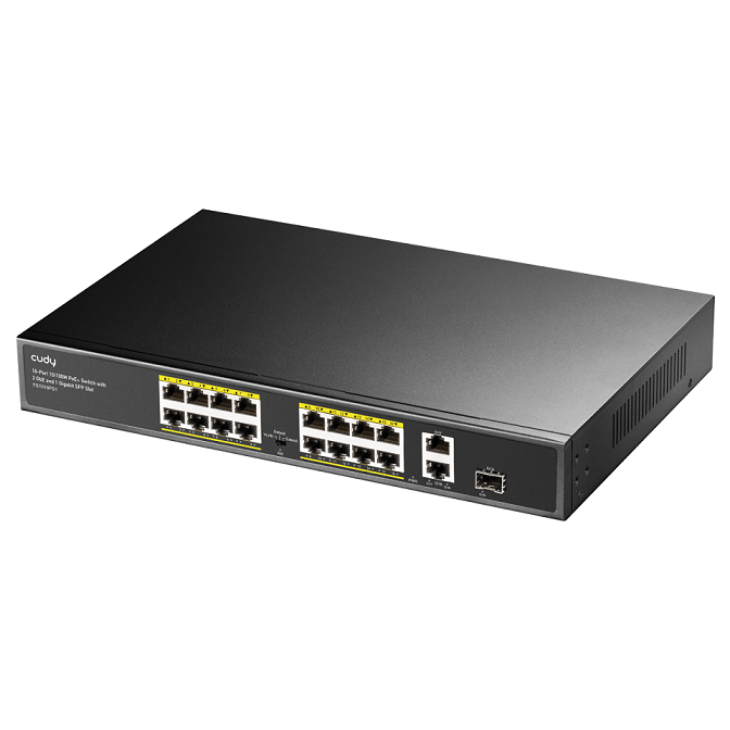 מתג Cudy 16-Port 30W 10/100 2xUplink RJ45 Gigabit 1xSFP