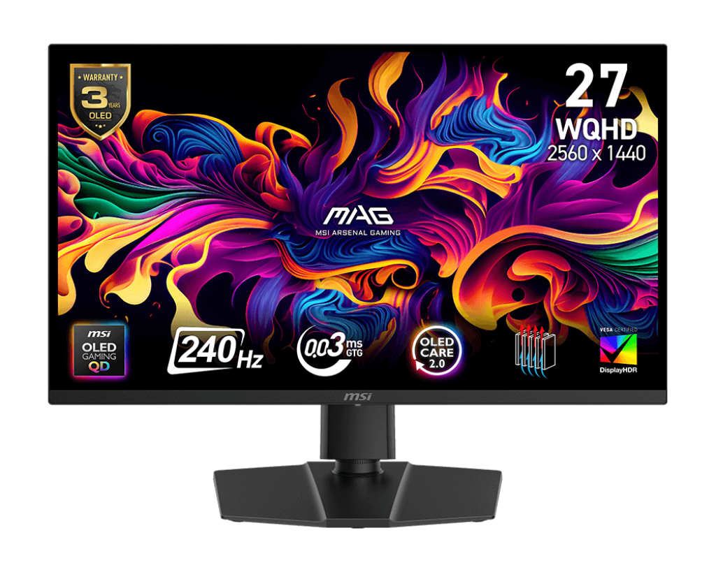 מסך גיימינג MSI MAG 273QP 27" QD-OLED 2K QHD 240Hz 0.03ms