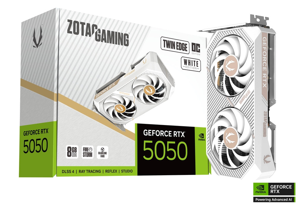 כרטיס מסך לבן Zotac GeForce RTX 5050 8G Twin Edge OC