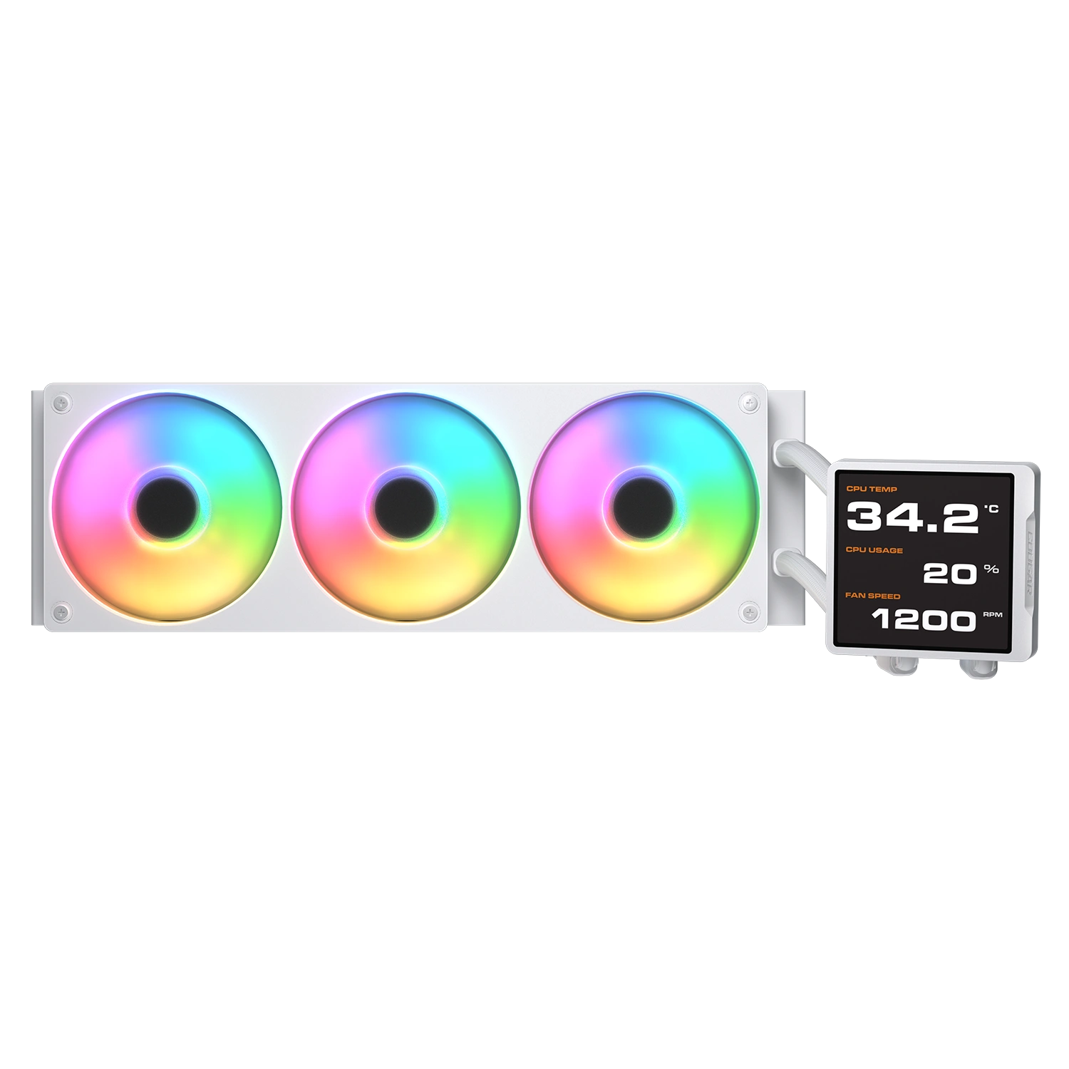 קירור נוזלי לבן Cougar POSEIDON VISTEK Pro 360 ARGB LCD White