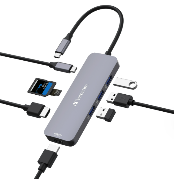 תחנת עגינה Verbatim CMH-08 PD USB HDMI SD Card