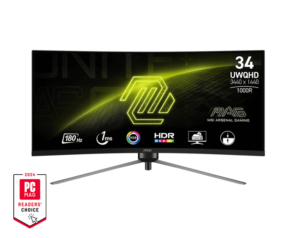 מסך גיימינג קעור MSI MAG 345CQR 34'' 2K-WQHD VA 180Hz 1MS 3Y