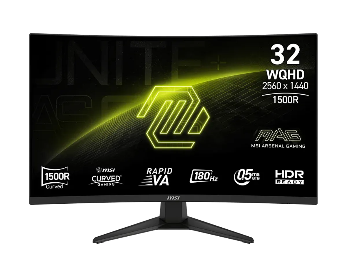 מסך גיימינג קעור MSI MAG 321CQF E18 32'' 2K-QHD 180Hz VA 0.5MS 3Y-PU
