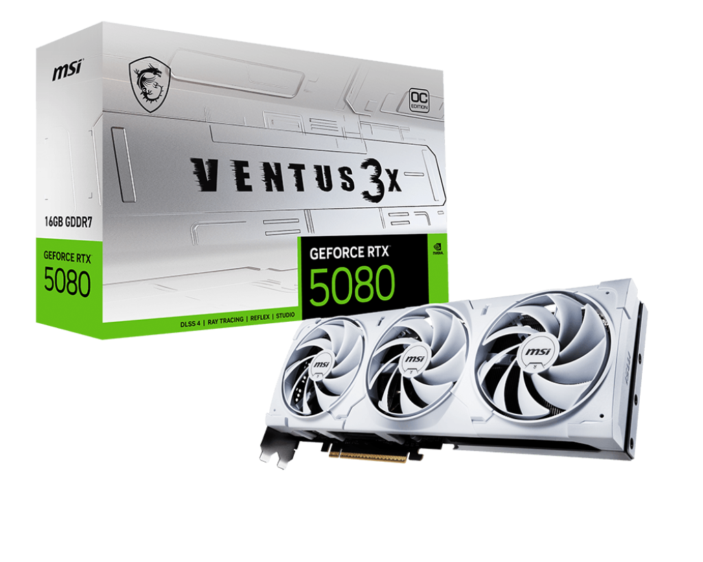 כרטיס מסך לבן MSI GeForce RTX 5080 16G Ventus 3X OC White
