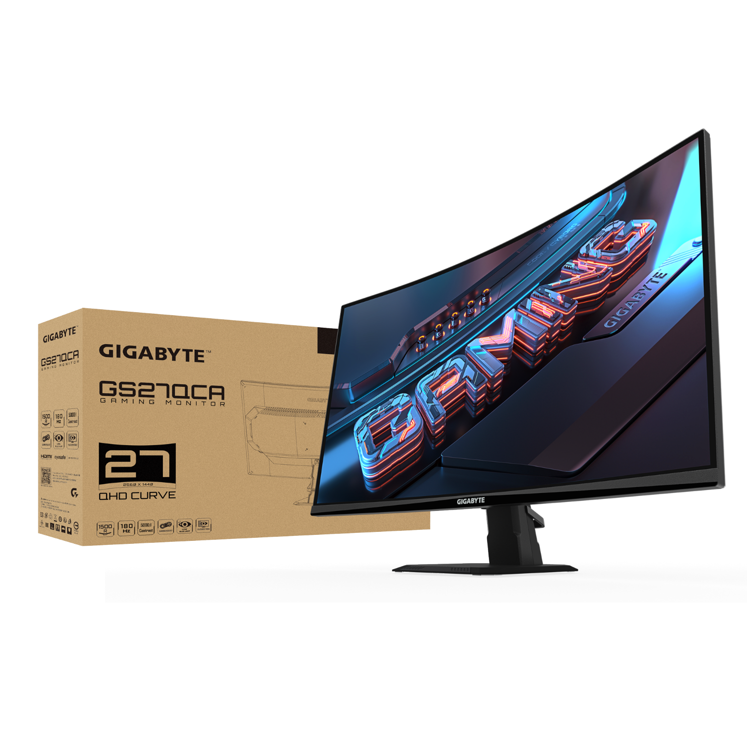מסך גיימינג קעור Gigabyte GS27QCA 27" VA 2K QHD 180Hz 1ms