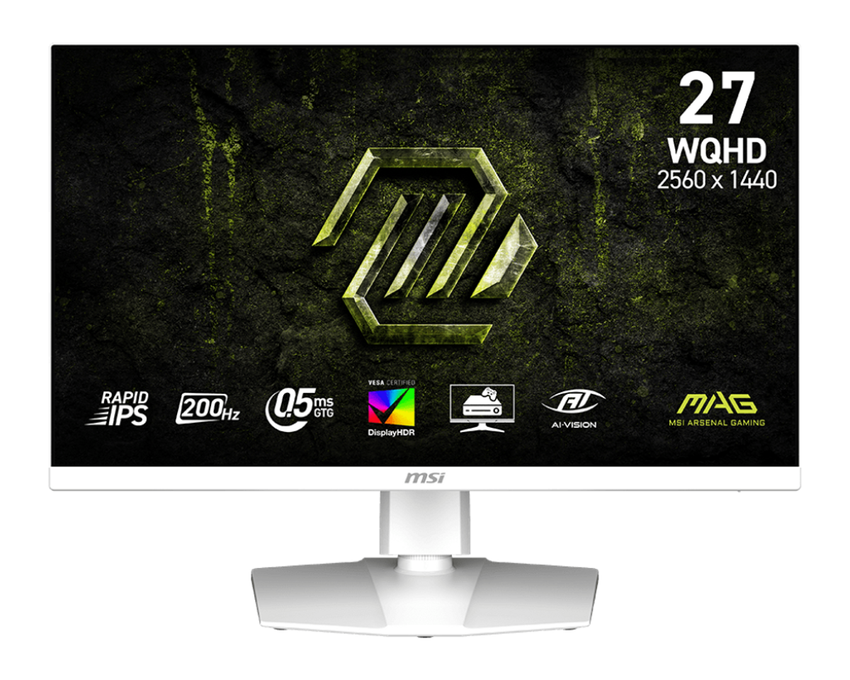 מסך גיימינג לבן MSI MAG 274QRFW E20 27'' 2K-QHD 200Hz IPS 0.5MS 3Y-PU