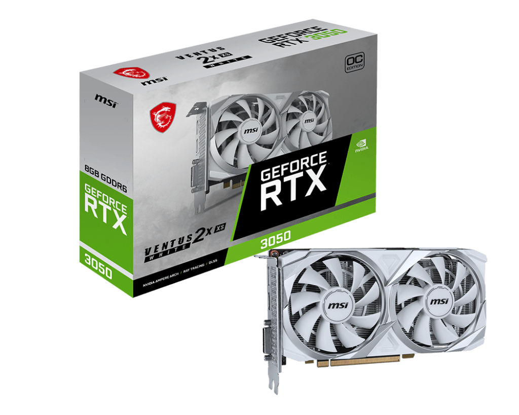 כרטיס מסך לבן MSI GeForce RTX 3050 8GB Ventus 2X XS